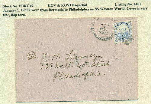 Paquebot Mail from Januray 1, 1935