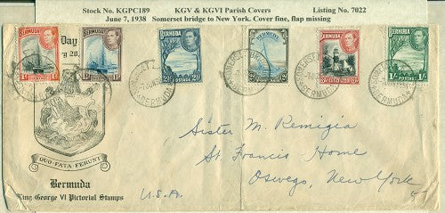 KGV & KGVI Parish Covers Sommerset bridge 1938 KGPC 189