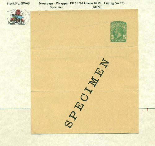 1913 KGV Specimen news wrapper -SW06s