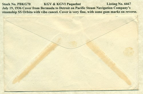 Paquebot Mail from July 19, 1936 PBM 70