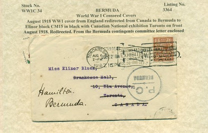 August 1918 England to Canada to Bermuda