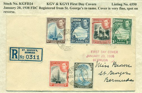 KGV & KGVI FDC Covers 1/20/1938 KG6C 24