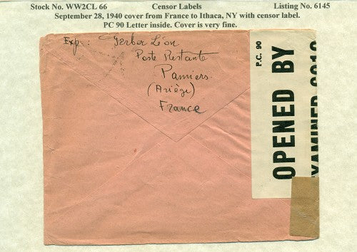 Censor Label PC90 WW2CL 66