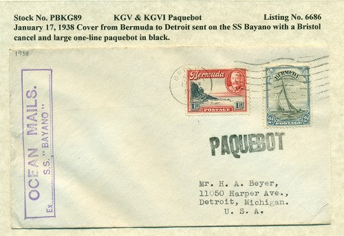 Paquebot Mail from January 17, 1938 PBM 89