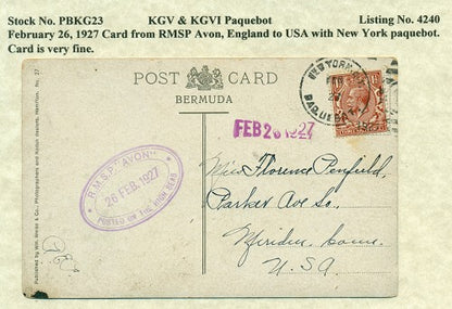 Paquebot Mail from February 26, 1927