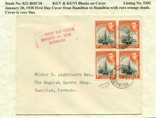 KGV & KGVI Blocks on Cover #5302