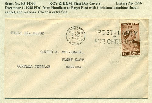 KGV & KGVI FDC Covers 12/1/1948 KG6C 30