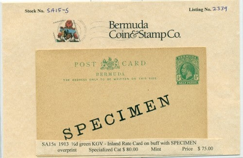 1913 King George Fifth Specimen -SA15S