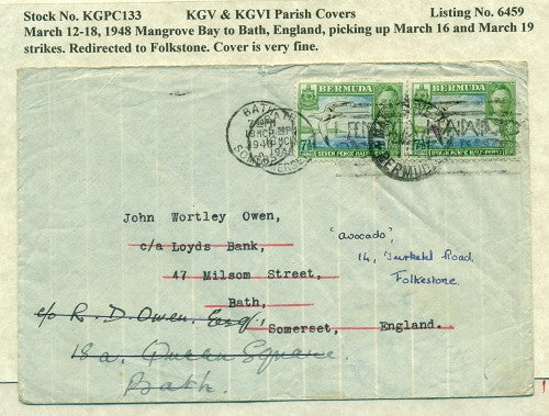 KGV & KGVI Parish Covers Mangrove Bay March 12-18 1948 KGPC 133