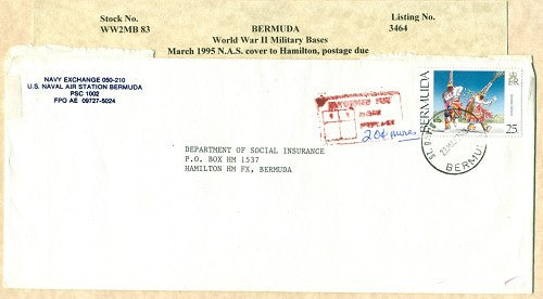 Cover from Bermuda NAVY POSTAGE DUE