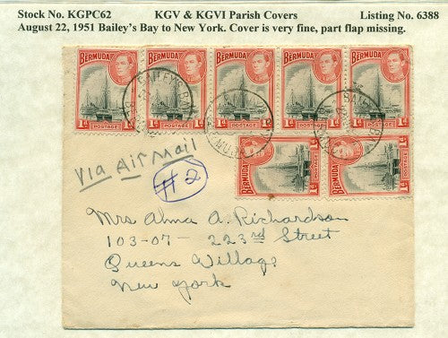 KGV & KGVI Parish Covers Bailey's Bay August 22, 1951 KGPC 62