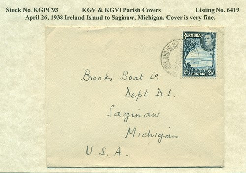 KGV & KGVI Parish Covers Ireland Island April 26, 1936 KGPC 93