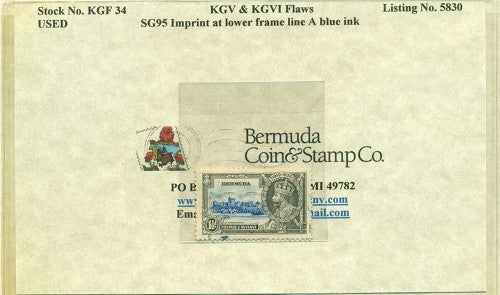 KGV & KGVI Flaws, Imprint on lower frame line A -KGF34