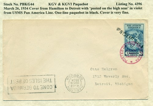 Paquebot Mail from March 26, 1934
