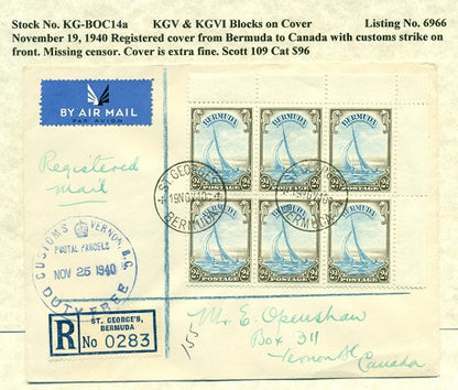 KGV & KGVI Blocks on Cover KGBC 14a