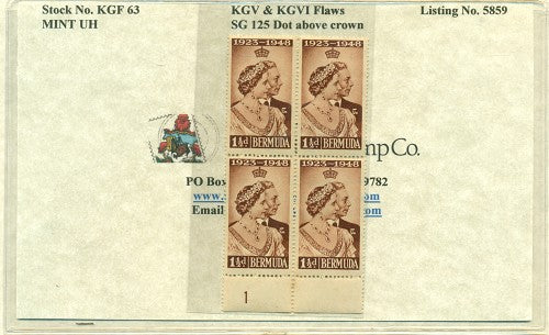 KGV & KGVI Flaws, Dot above crown -KGF63