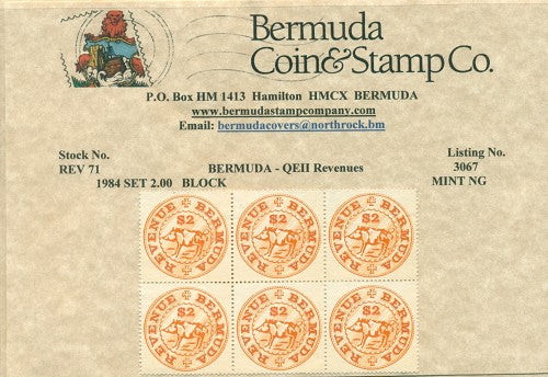 $2 - Mint no gum, block of six