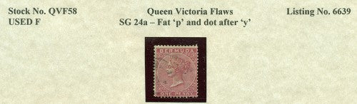 Queen Victoria Flaws Fat 'p' and dot after 'y' SG-24a QVF 58