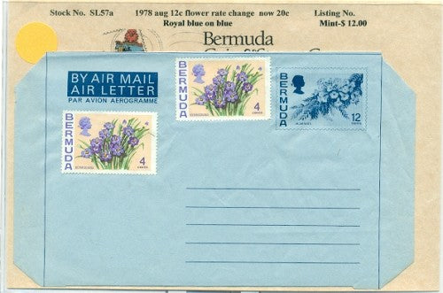1978 Aug 12c flower rate change to 20c royal blue on blue