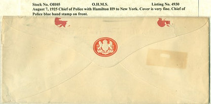 OHMS Hamilton H9- Chief of Police August 7, 1925