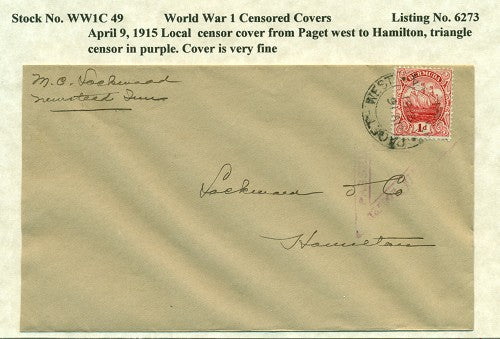 WW1 CENSOR COVER WW1C 49