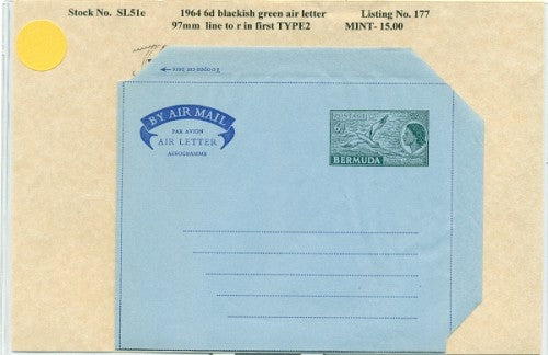1964 6d blackish green air letter