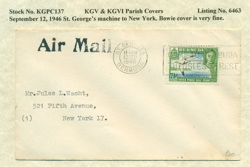 KGV & KGVI Parish Covers St. George's September 12, 1946 KGPC 137