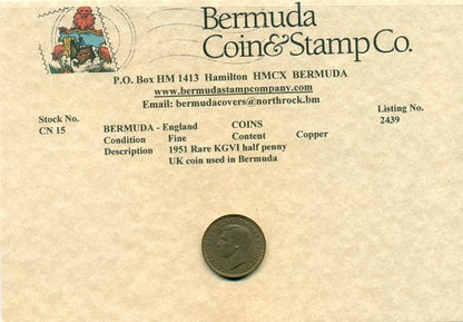 1951 Rare KGVI copper half penny