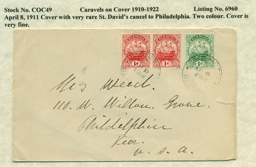 Caravels on Cover 1910-22 st davids COC 49