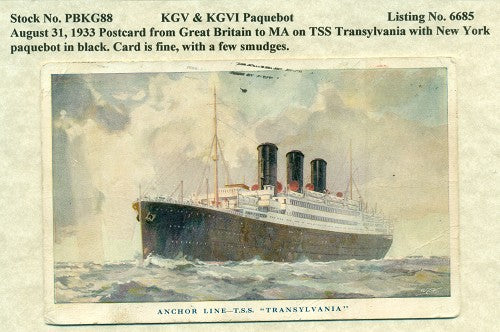 Paquebot Mail from August 31, 1933 PBM 88