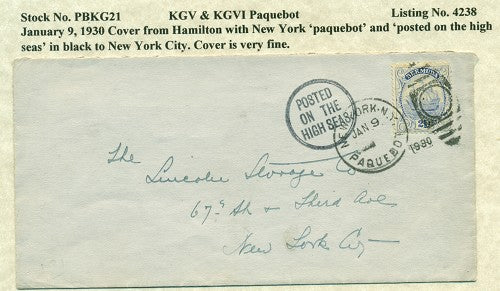 Paquebot Mail from January 9, 1930