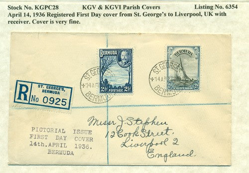 KGV & KGVI Parish Covers St. George's April 14, 1936 KGPC 28