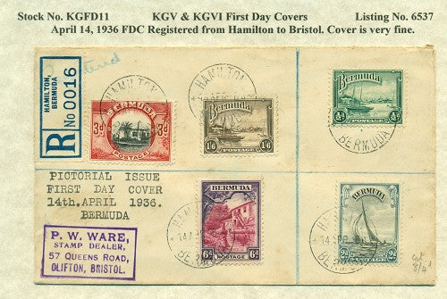 KGV & KGVI FDC Covers 4/14/1936 KG6C 11