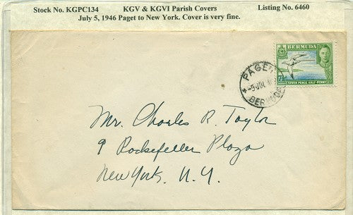 KGV & KGVI Parish Covers Paget July 5, 1946 KGPC 134