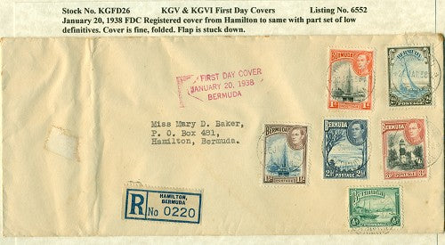 KGV & KGVI FDC Covers 1/20/1938 KG6C 26