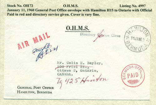 OHMS General P.O. BDA January 11, 1960