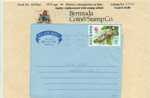 1973 Sept 9 cent flower air letter - used