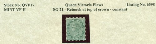 Queen Victoria Flaws Retouch on crown SG-21 QVF 17