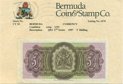 Qe2 2nd series 1957 5/- Note