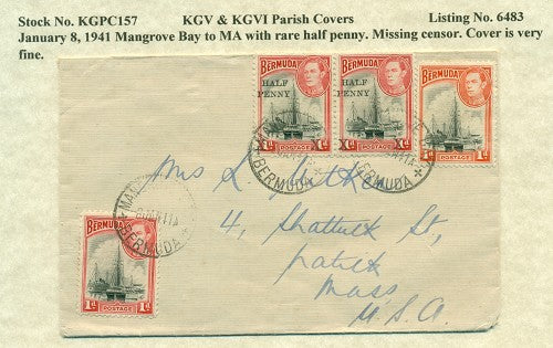 KGV & KGVI Parish Covers Mangrove Bay January 8, 1941 KGPC 157
