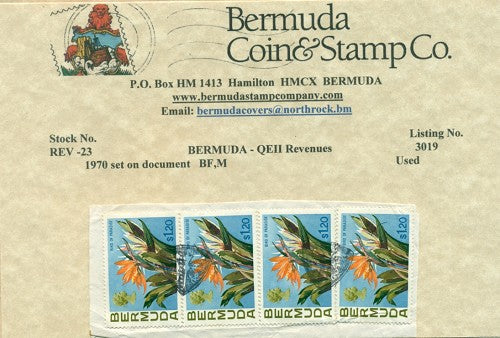 Strip of four of $1.20 flowers on document