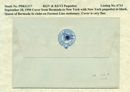 Paquebot Mail from September 28, 1950 PBM 117