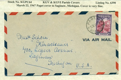 KGV & KGVI Parish Covers Paget March 22, 1947 KGPC 64