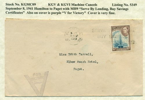 Machine Cancels September 8, 1941 Hamilton to Paget