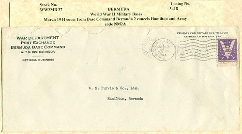 Cover from Bermuda  WAR DEPT