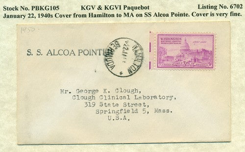 Paquebot Mail from January 22, 1940s PBM 105