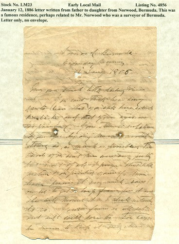 Local mail January 12, 1886 letter