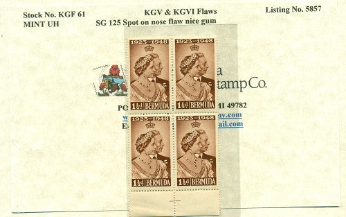 KGV & KGVI Flaws, Spot on nose -KGF61