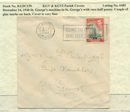 KGV & KGVI Parish Covers St. George's December 24, 1940 KGPC 159