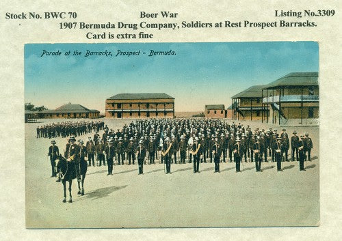 1907 Bermuda Drug Store postcard soldiers at rest